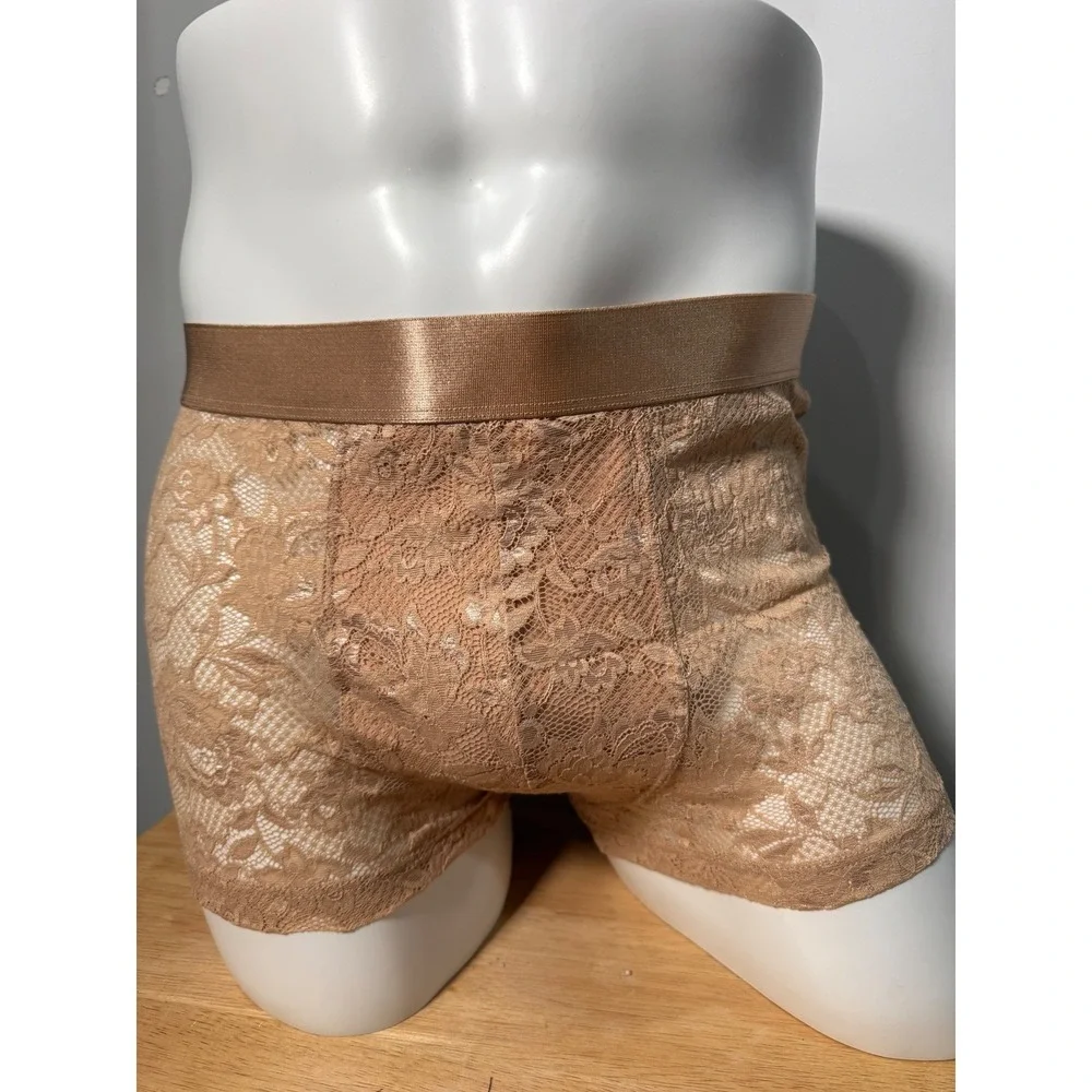 Cosabella Never Say Never Lace Trunk Shorts‎ Nude Beige Size L NEW